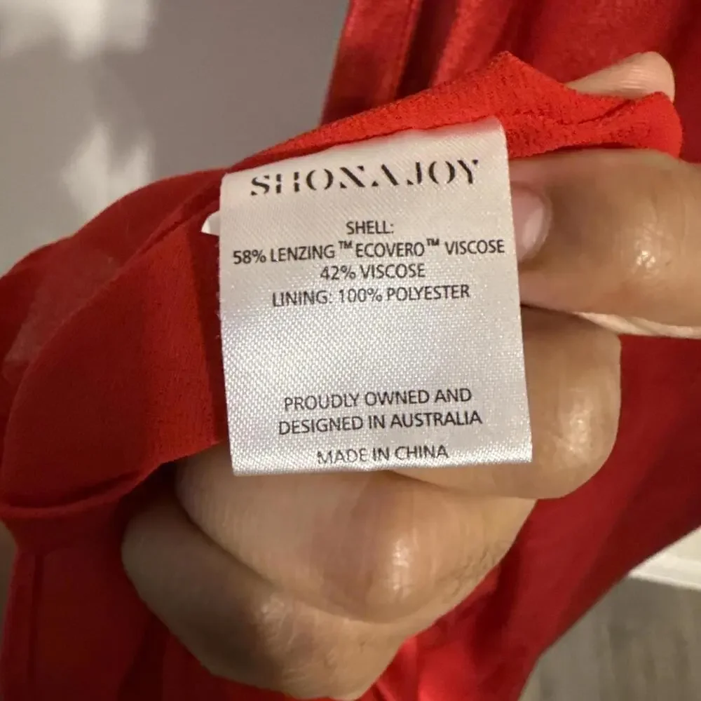 $340 Shona Joy High Neck Red Satin Tatum Cowl Drape Open Back Maxi Dress- US 12 - Picture 8 of 12